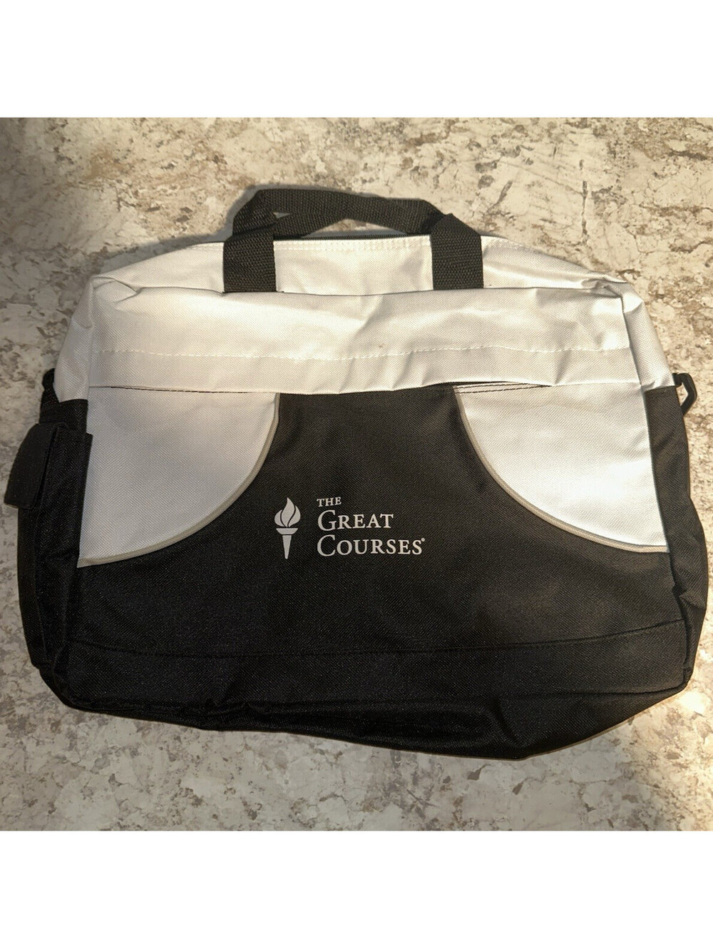 The Great Courses Shoulder/Messenger Laptop Bag Black & White Solid w/ Strap